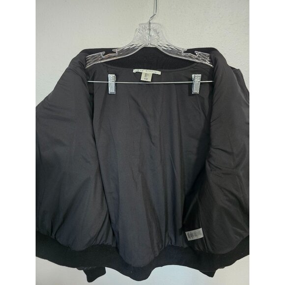 Max Studio Womens  Vegan Leather Jacket Black Quilted Bomber Classic Sz L - Picture 4 of 8